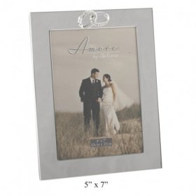 Amore Silver Plated Frame with Crystal Rings / Plain 5" x 7"