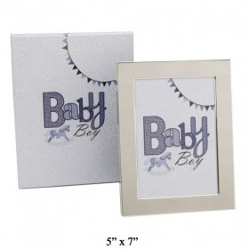 Laura Darrington Typography Silver Plated Frame Baby Boy 5"x7" 