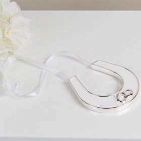 Amore Wedding Silver Plated & White Epoxy Horse Shoe