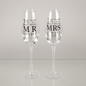 Amore Set of 2 Flutes 25 Years of Mr Right/Mrs Always Right