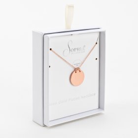  Sophia Rose Gold Plated Necklace With Engravable Disc Pendant