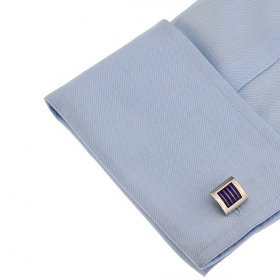 Cufflinks - Purple & Black French Stripes