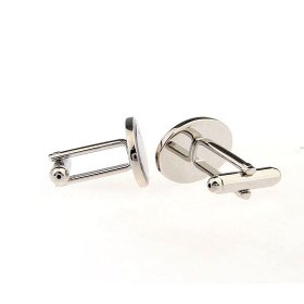 Cufflinks - Oval Purple & Silver