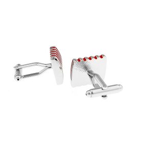 Cufflinks - Red Enamel Striped