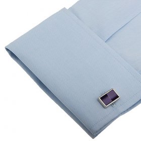 Cufflinks - Purple Ribbed Rectangle